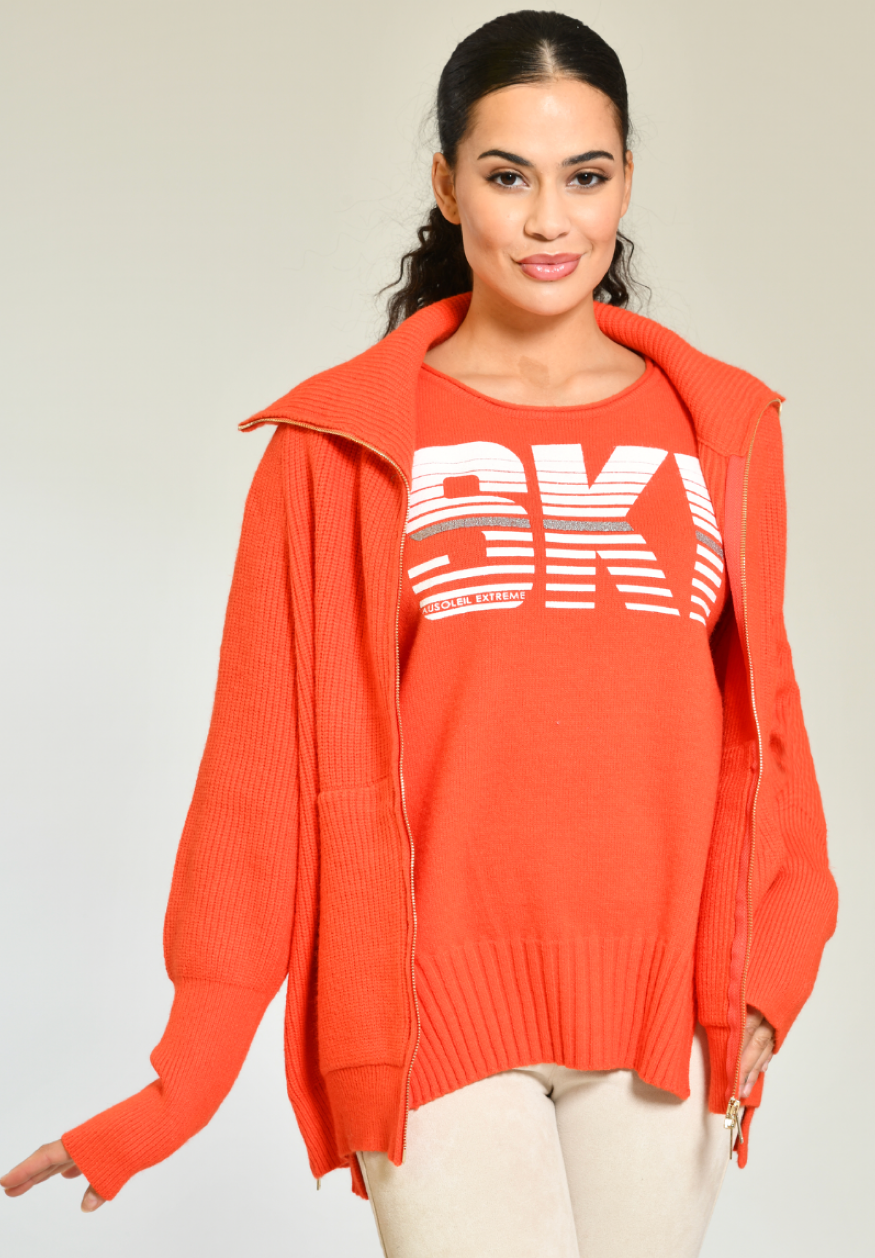 pull - doudoune - ski orange