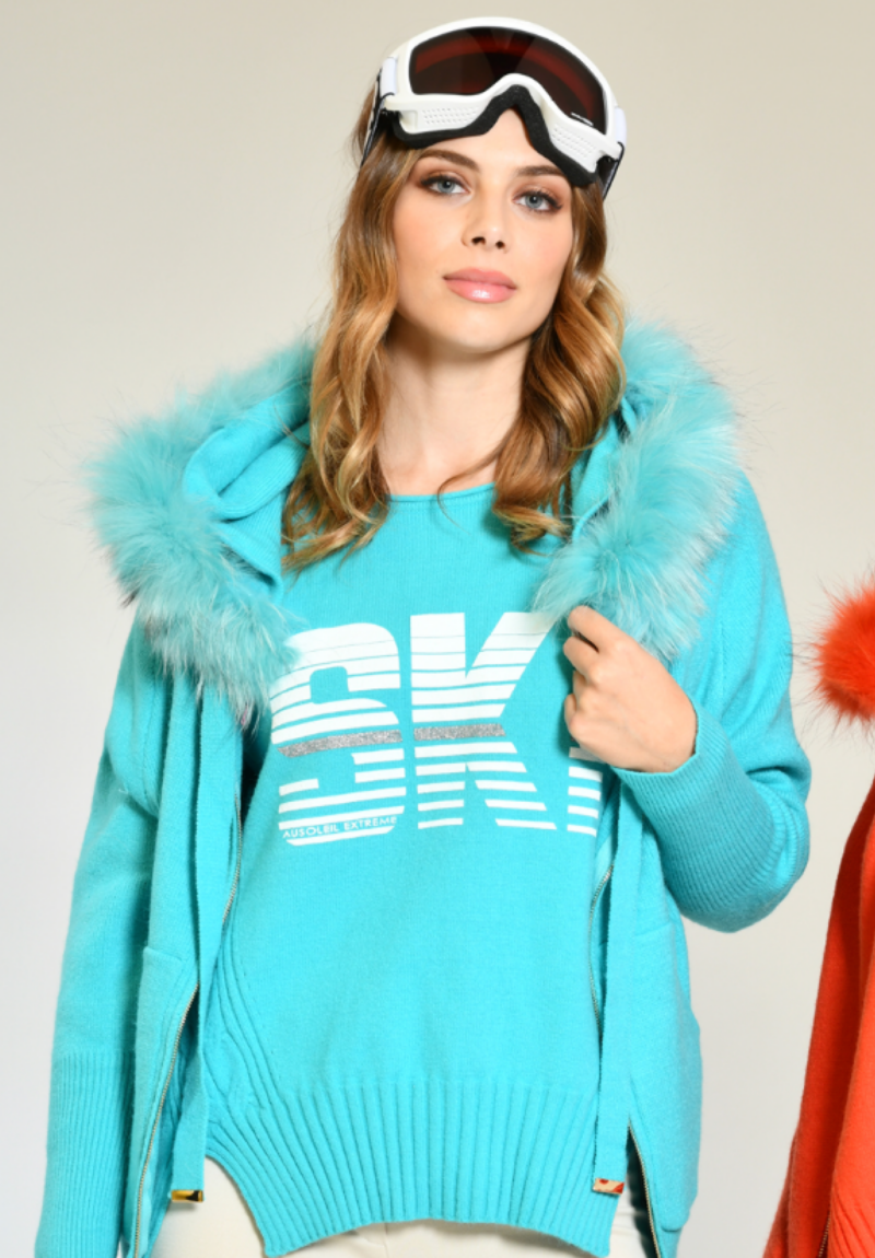 pull - doudoune - ski turquoise