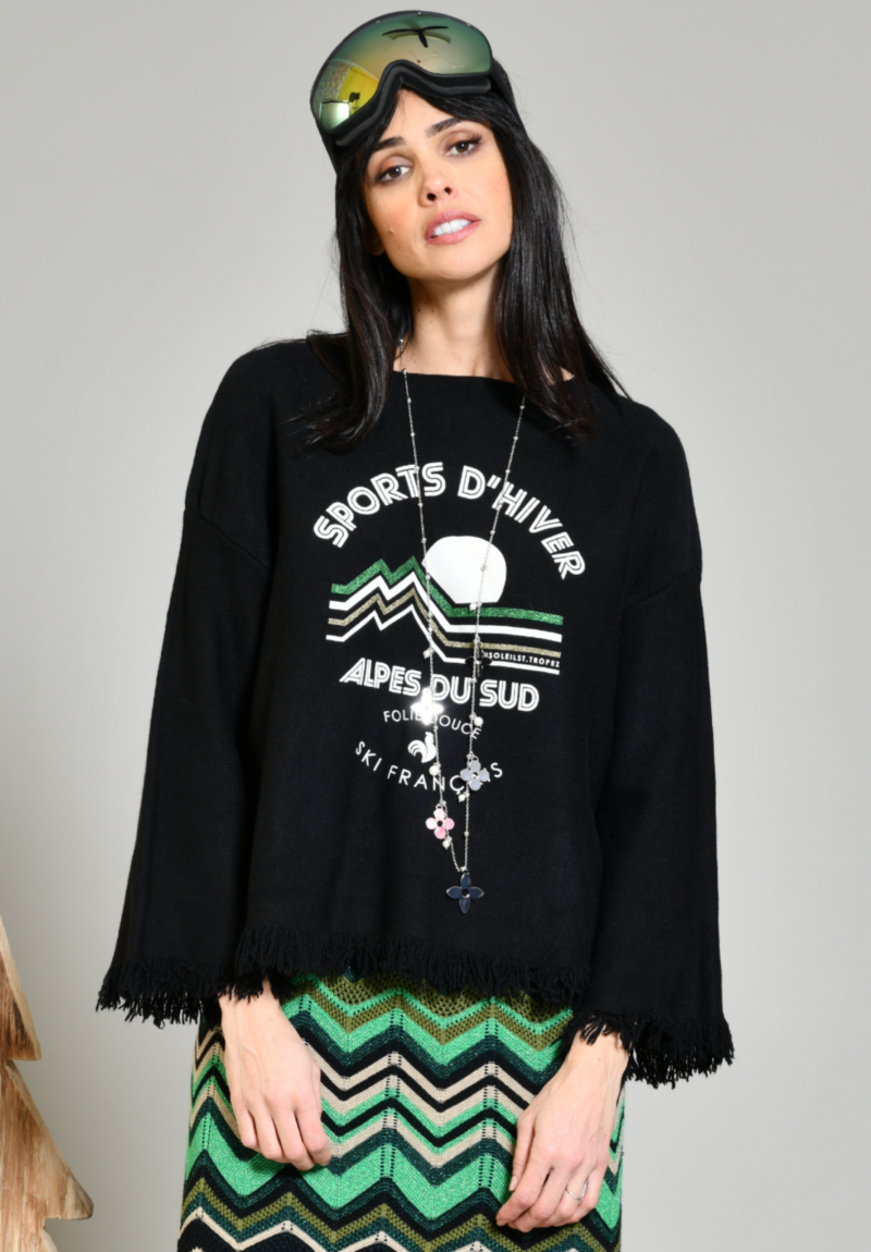 pull - savoie - sport d'hiver - noir