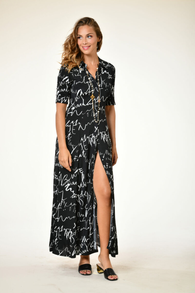 robe longue palmeraie casa amor noir & blanc - Au soleil saint tropez Printemps 2024 .