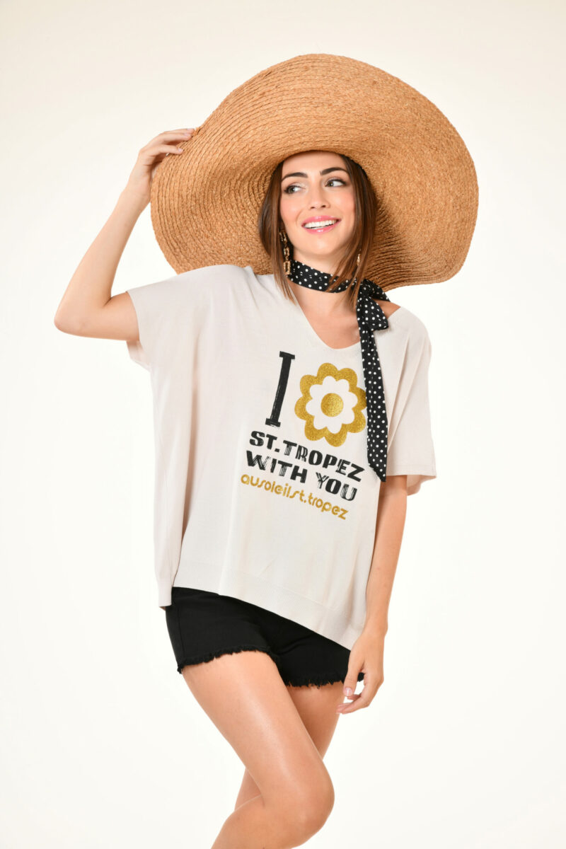 Pull Adonis - With you Beige collection printemps 2024 au soleil de saint tropez