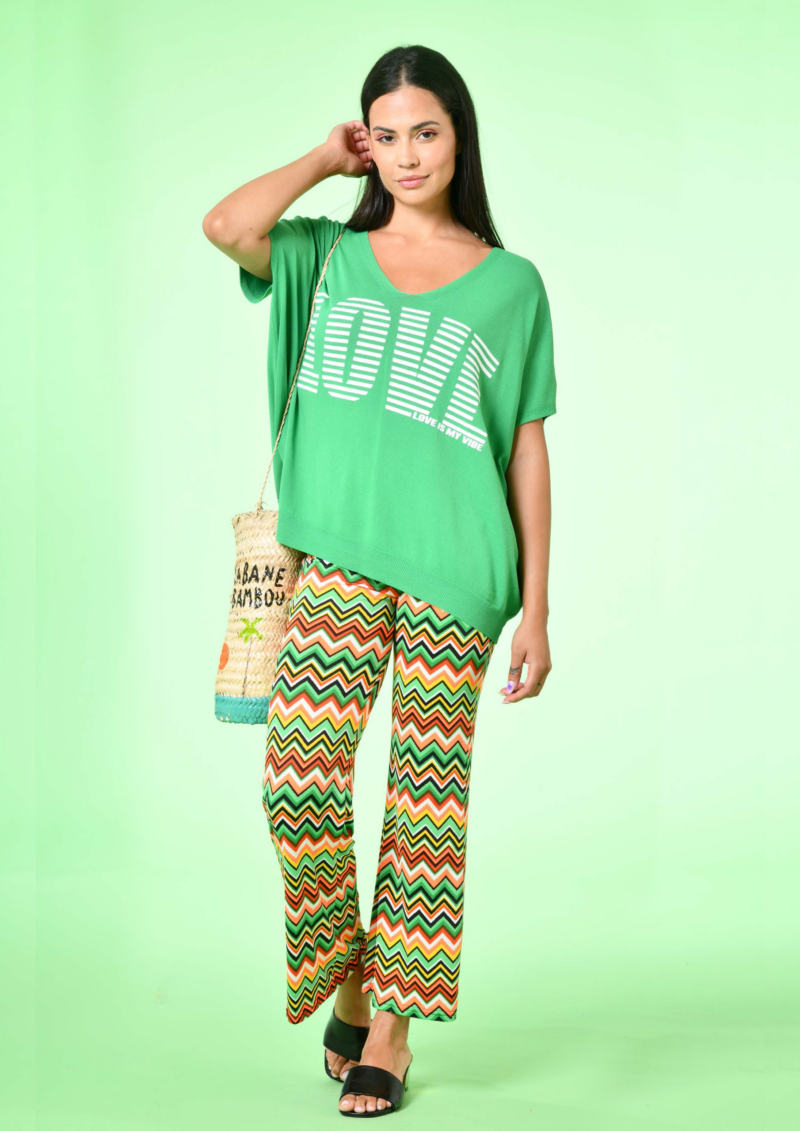 Pantalon 3/4 Nano gigaro vert - été summer 2024 . Fluide . Taille SM/ ML