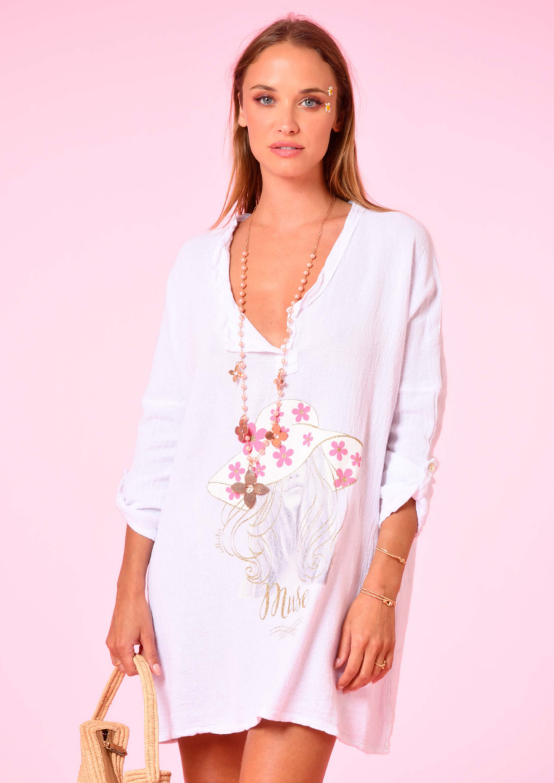 Robe Bagatelle . BB Muse. Blanc . Col Tunisien . Summer 2024 . Taille unique Découvrez la collection summer / été 2024 de prêt à porter femme de la marque française Au soleil de saint Tropez. Des modèles uniques.