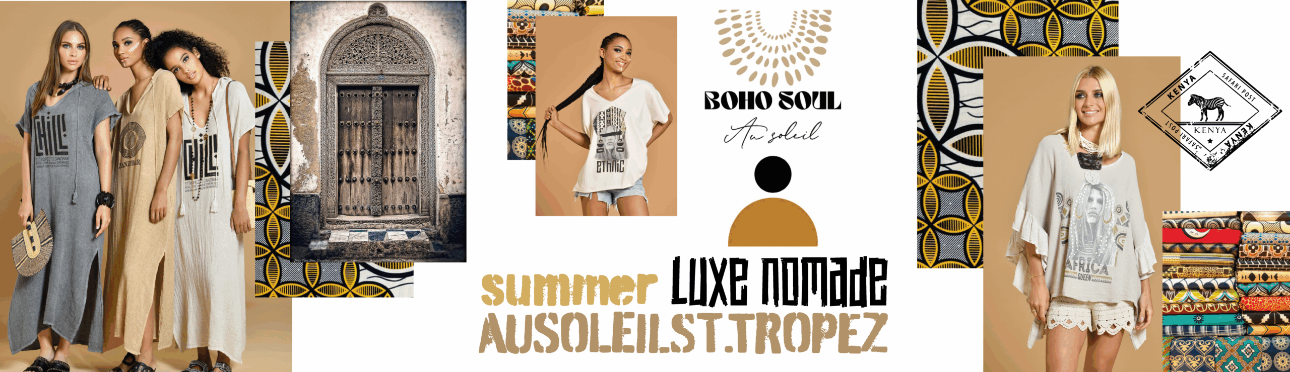 SLIDER SITE_ NOMADE LUXE Au soleil saint tropez spring . Découvrez la collection de prêt à porter femme de la marque française Au soleil de saint Tropez.