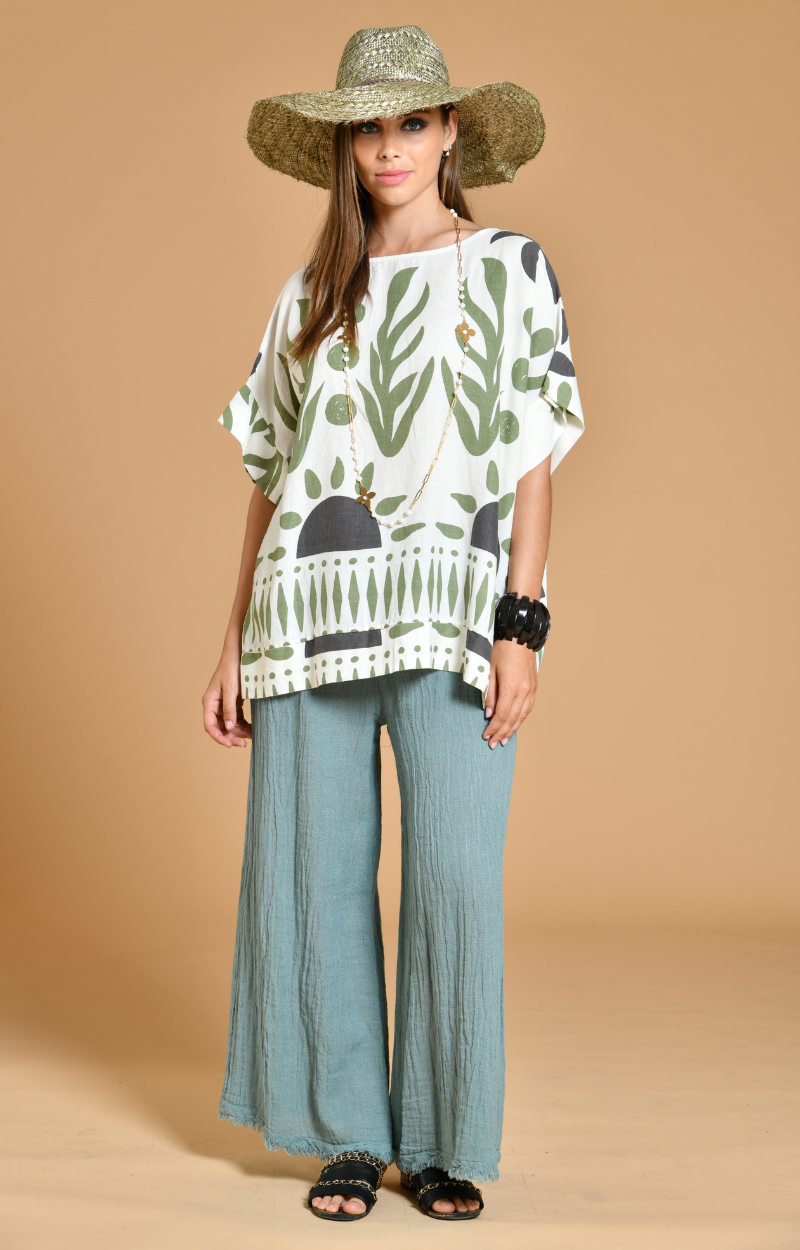 PANT SALIN - TEXTILE VERT