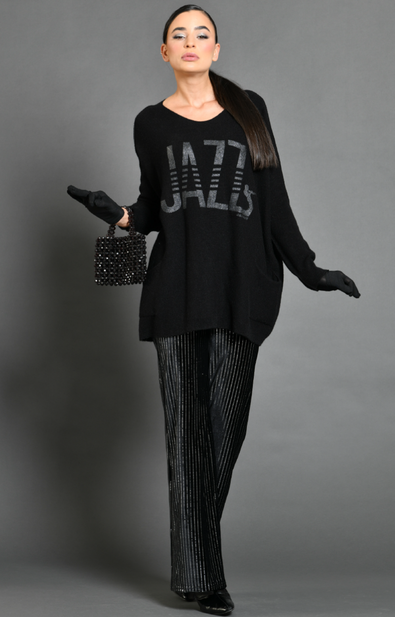 Pull Cabaret Jazz Noir et pantalon St Tropezz Cristal