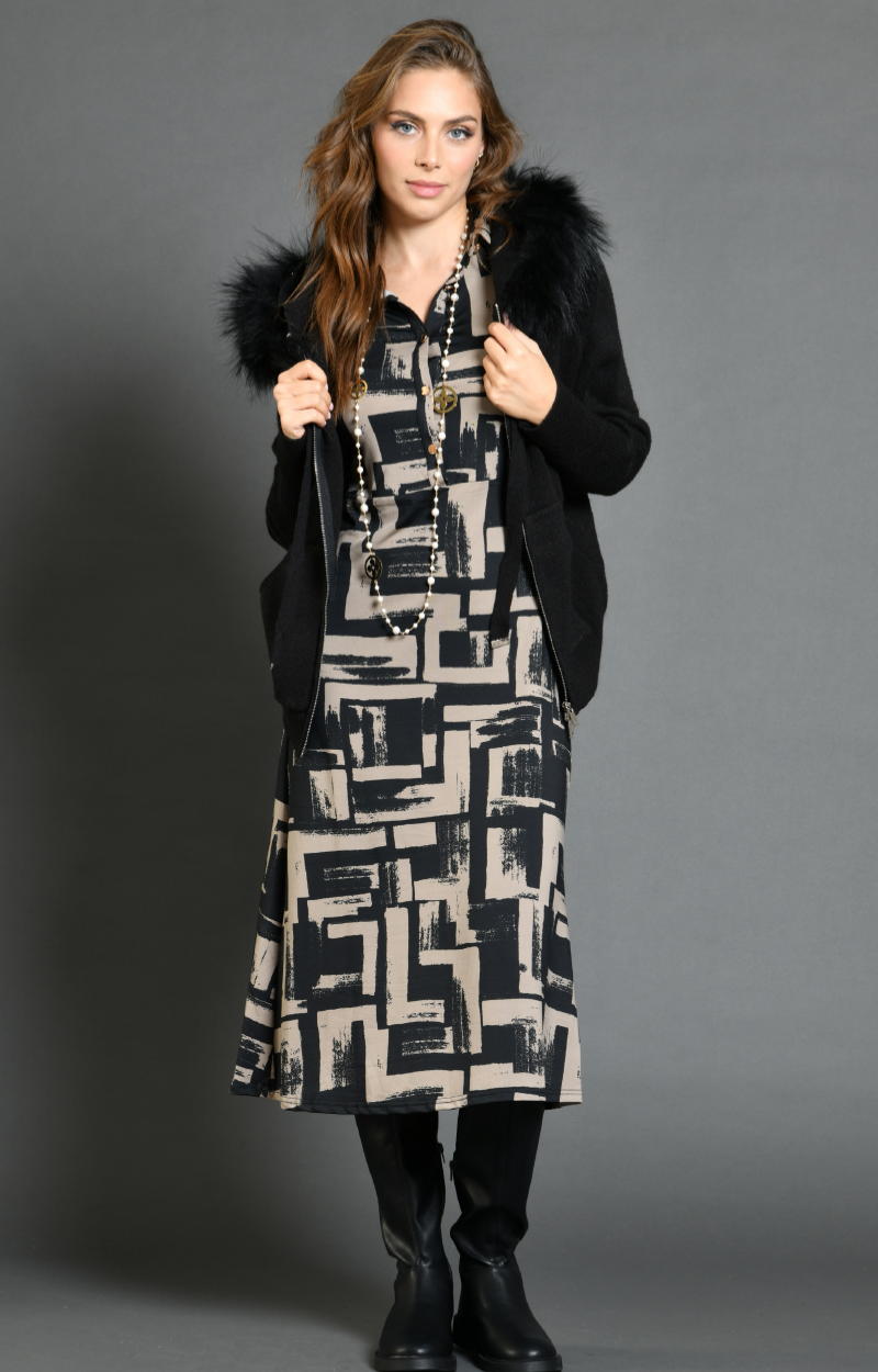 Robe longue ceintrée soulage