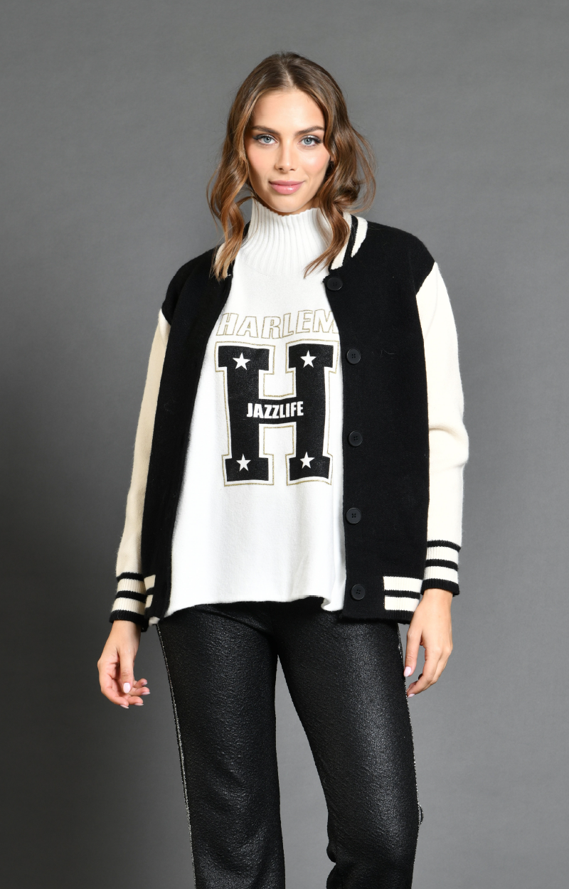 Veste Teddy - Noir et blanc