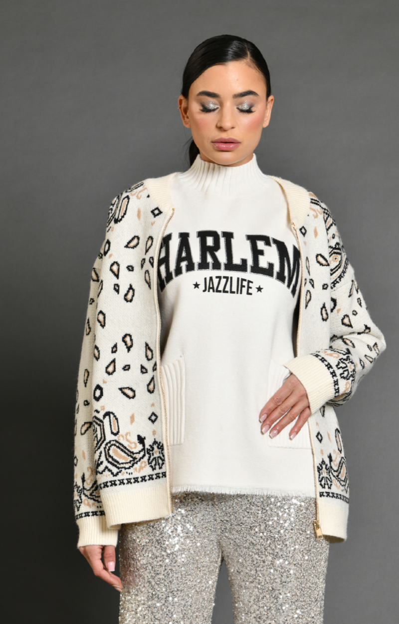 Veste ecru zip sony imprimé cashmere