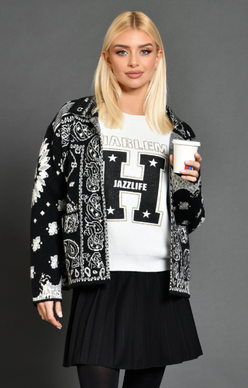 Veste Soul Imprimé cashmere - Boutons - Noir