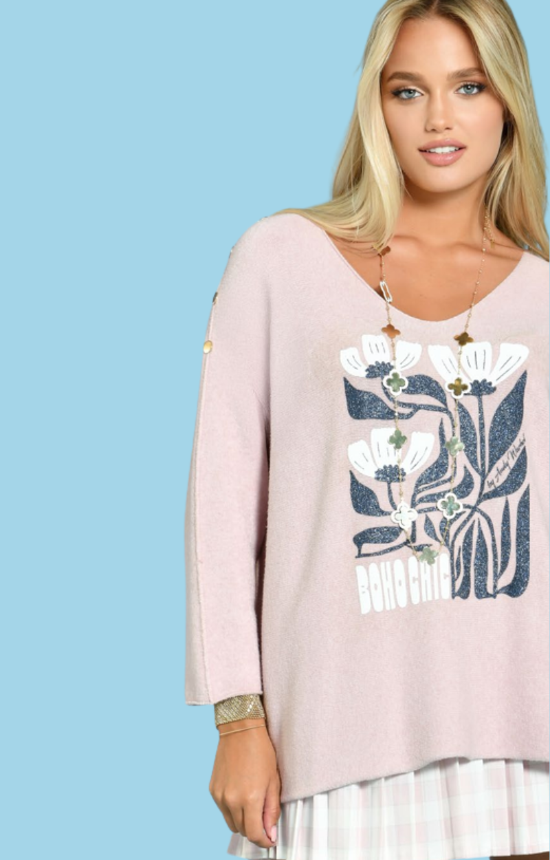PULL BEVERLY BOHO CHIC ROSE