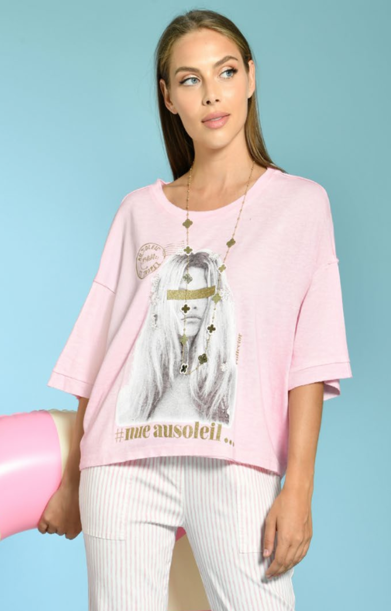 TEE SHIRT FRIEND NUE AU SOLEIL ROSE